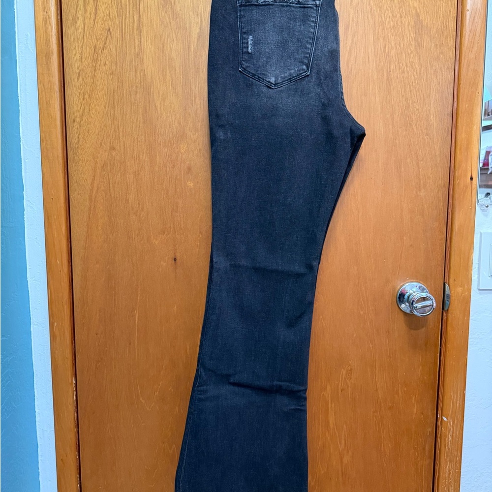 Flying Monkey Black Washed Button-Fly Flare Jeans - Picture 3 of 13